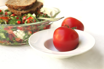 raw tomato with tomato salad