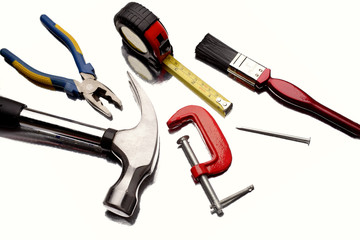 Work tools over white background