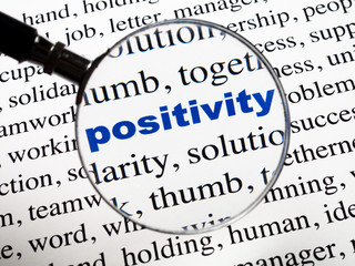 mot positivity mot bleu sous la loupe
