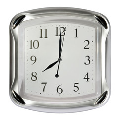 gray wall clock on the white background (08:00). (isolated)