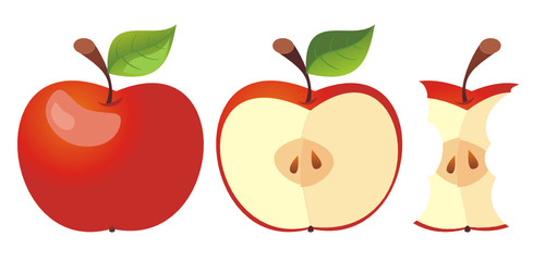Set of three apple icons. Vector illustration.