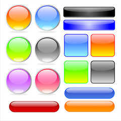 A set of numerous detailed blank web 20 shiny buttons.