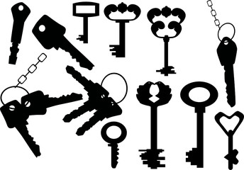 key silhouettes on white