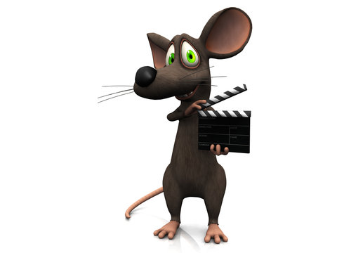 Cartoon mouse holding a film clapboard.