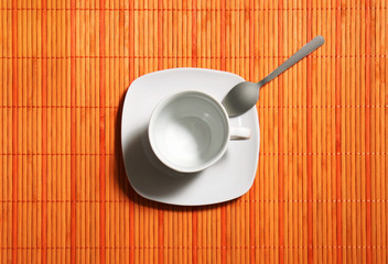 empty coffecup with spoon top view