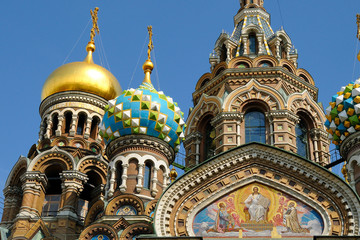 Eglise du saint sauveur sur le sang versé à Saint Petersbourg - obrazy, fototapety, plakaty