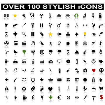 Over 100 Stylish Icons with Shadow Reflections