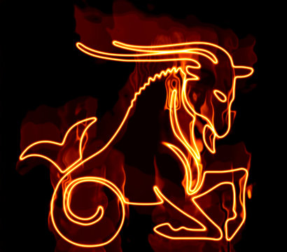 Collection of zodiac signs engulfed in fire