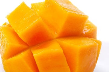 close up of mango scored