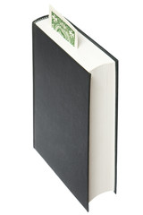 Book with dollar as bookmark