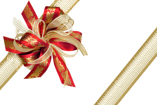 Red and Gold Ribbon Gift Bow