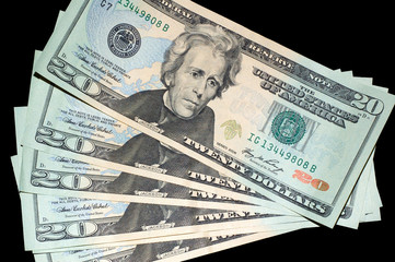 Fan of US $20 bills