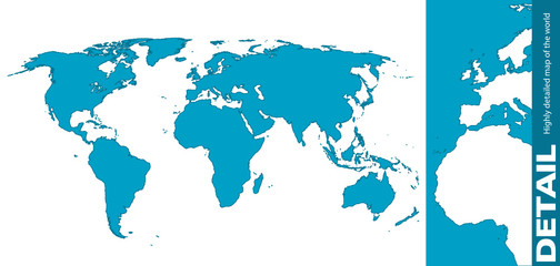 Fototapeta na wymiar Highly detailed map of the world