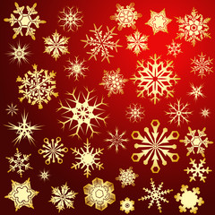 Obraz na płótnie Canvas Golden snowflakes
