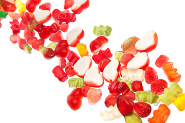Fruit candy isolated on white.