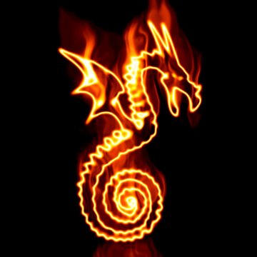 Flying Dragon surrounded by fire on a white background