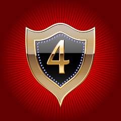 Shield in gold and brilliant with alphabet elements