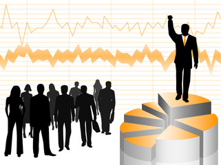 Illustration of businesspeople and graph