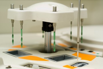 needle section of biochemical analyzer at work