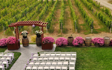 Wedding site in vineyard in Okanagan Valley