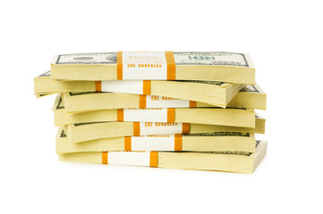 Stack of dollars isolated on the white