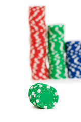 Casino chips isolated on the white