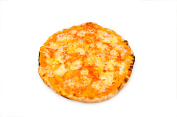 Round pizza isolated on the white background