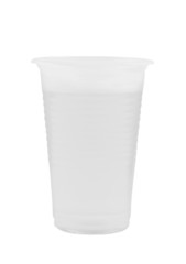 Clear water in a plastic cup isolated