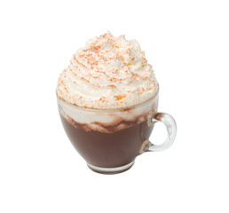 Chocolate drink with cream.Isolated