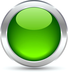 Green shiny button. Vector illustration