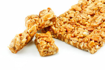 Nuts and Honey Bar Isolated on White