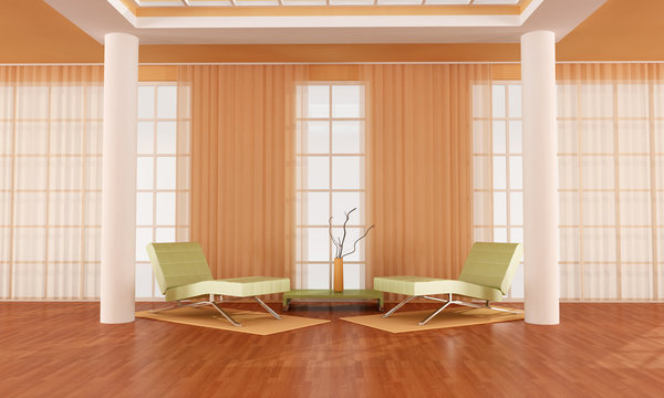 luxury  orange living room