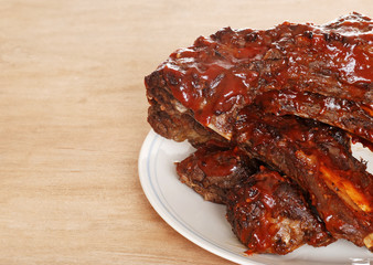 closeup barbecue beef spare ribs