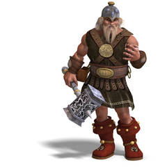 mighty fantasy dwarf with a hammer - obrazy, fototapety, plakaty