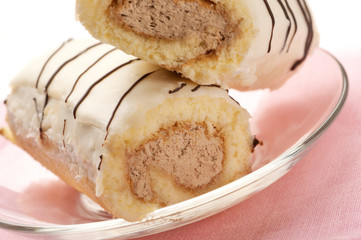 Two sponge cakes close-up