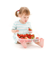 little girl with strawberry