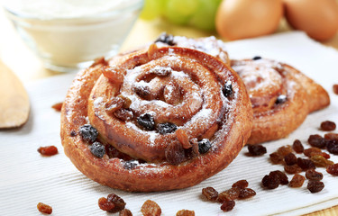 Sweet pastries with raisins