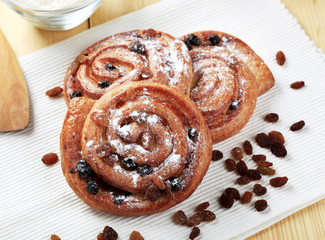 Sweet pastries with raisins
