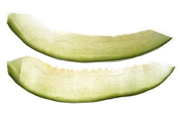 Two melon fruit transparent slices