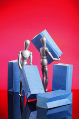 Silver dummies carrying gift bags