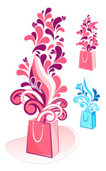 decorative gift bag vector
