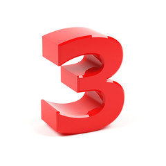 Number three on a white background.