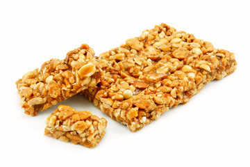 Nuts and Honey Bar Isolated on White