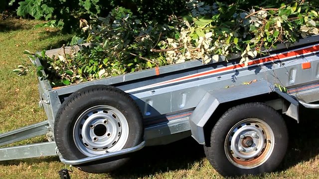 remorque remplie de d&eacute;chets verts