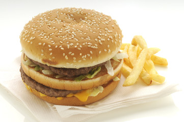 Hamburger and fried potatoes