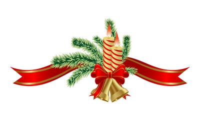 Christmas bell isolated on a white. Vector illustration.