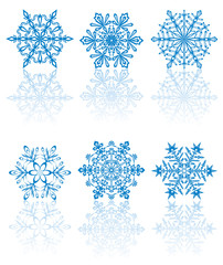 Six Blue Snowflakes