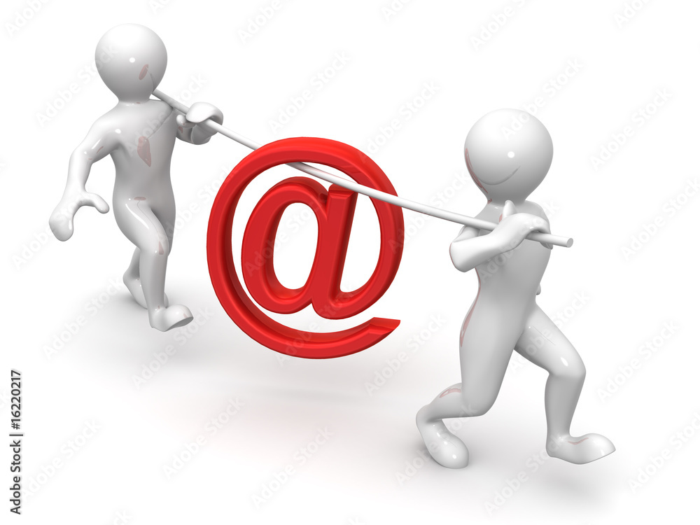 Poster two men with symbol for mail