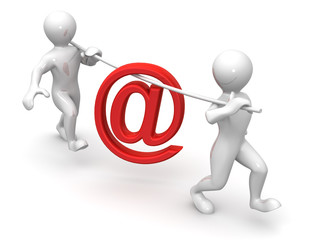 Two men with symbol for mail