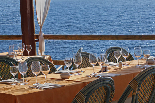 Table In A Waterfront Restaurant